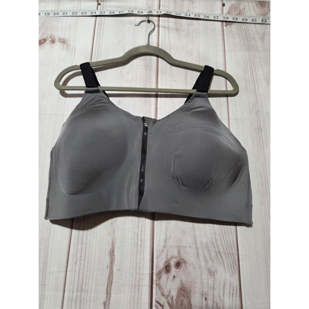 Torrid Active Front Zip Sports Bra Plus Size 42C Gray Full Support High Impact